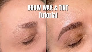 BROW WAX amp TINT TUTORIAL  Step by Step  Licensed Esthetician [upl. by Ahusoj17]