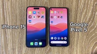 GOOGLE PIXEL 5 vs IPHONE 15 SPEED TEST [upl. by Sualokcin]