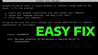 How To Fix The Boot Selection Failed Because A Required Device Is Inaccessible 0xc000000f [upl. by Atalie]