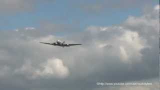 KLM Douglas DC3 PHPBA crosswind take of at Hamburg Airport [upl. by Ennovart170]