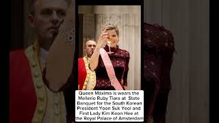 Queen Máxima wears the Mellerio Ruby Tiara at State Banquet at the Royal Palace of Amsterdam [upl. by Allehs862]