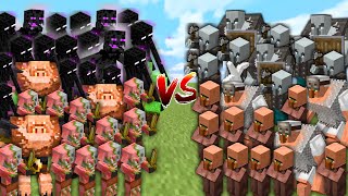 END amp NETHER vs VILLAGERS amp PILLAGERS in Minecraft Mob Battle [upl. by Emia76]