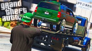 Simeons Flatbed Repo Towing is back  GTA 5 Real Life Mod  Day 23 [upl. by Mayfield]