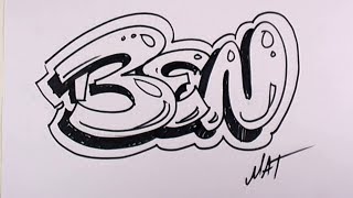 Graffiti Writing Ben Name Design 42 in 50 Names Promotion  MAT [upl. by Bently]