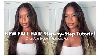 FALL HAIR TRANSFORMATION Chocolate Brown Wig Install ft Hermosa Hair [upl. by Kimberley]