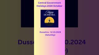 Central Government Holidays 2024 October  Government Holiday List 2024 shortsviral [upl. by Eimerej]