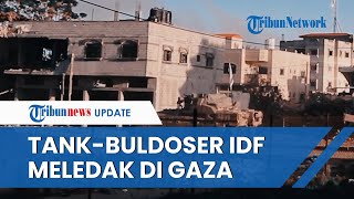 FULL Detikdetik Tank dan Buldoser Israel Meledak di Khan Younis Jadi Sasaran Penembakan Hamas [upl. by Belak489]