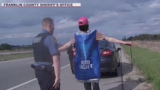 Man dressed as Bud Light can arrested for DUI [upl. by Nilrah]