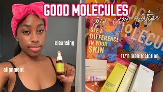 GOOD MOLECULES SKIN CARE ROUTINE  review unwind with me 1111 cleansing amp manifestation [upl. by Nref57]