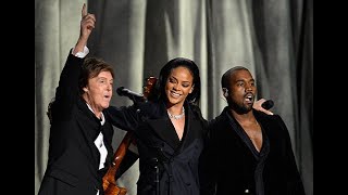 Rihanna Kanye West amp Paul McCartney  FourFiveSeconds live at the Grammys 2015 [upl. by Nellac]