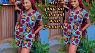 Diy how to cut and sew a playsuit with front zipper [upl. by Rehotsirhc]