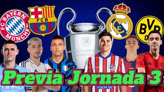 Previa de la Jornada 3 de Champions League Se repite la final Real MadridBvb BarcaBayer Munich [upl. by Rici]