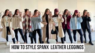 How to Style Leather Leggings  Spanx Leather Leggings Lookbook  10 Fall Outfit Lookbook [upl. by Enirroc]