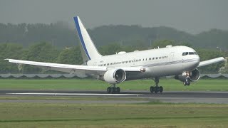 Aramco Boeing 767200 Landing amp Take Off Rotterdam Airport [upl. by Alleinnad]