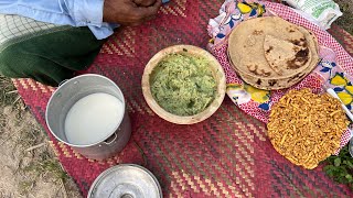 Simple life of village rural life desi food chutney and roti [upl. by Redneval]