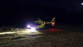 Night VFR takeoff PHMAA H135 Lifeliner 3 after a accident at Deventer [upl. by Gerald813]