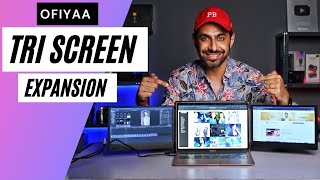 Easy Triple Monitor Setup By Ofiyaa Tri Screen for Laptop  First Look Review Hindi [upl. by Aihsital]