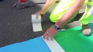 Cold plastic application with preformed thermoplastic road marking [upl. by Trixie]