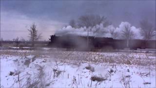 Pere Marquette 1225 Polar Express excursion in the snow 121513 [upl. by Lednic]