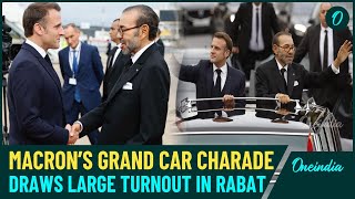 VIDEO Macron and King Mohammed VI Ride Through Rabat Crowds Gather for Grand Motorcade Moment [upl. by Nafis]