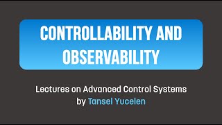 Control Controllability and Observability Lectures on Advanced Control Systems [upl. by Stafani]