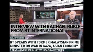 Dr Mahathir Spoke to RT International on War in Gaza and Asian Economy 41123 [upl. by Peale475]