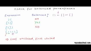 Check for balanced parentheses using stack [upl. by Alram]