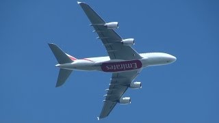 Emirates Airbus A380 Overflight over Thorpe Park after Takeoff at London Heathrow full HD [upl. by Anawak]