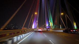 4KHDR Night Drive on Sea Link with Celebration Lights  Mumbai India [upl. by Htiderem]