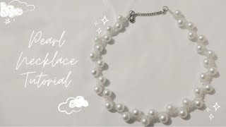 Pearl Necklace Tutorial  how to make a pearl necklace  Namrata DIY [upl. by Brion934]