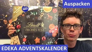 Edeka Adventskalender mit Lindt 2018 auspacken Das ist drin Inhalt Preis amp Einkaufsgutschein [upl. by Aicineohp]