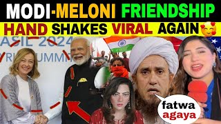 ITALYS PM MELONI SHAKE HANDS WITH MODI GOES VIRAL  MAULANA ANGRY 😡😡 [upl. by Epner]