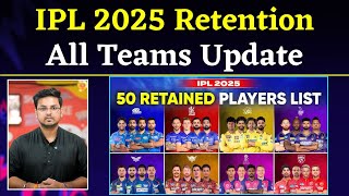 IPL 2025 RETENTION All Team Details देखिए कौनकौन से खिलाड़ी हुए Retain  IPL 2025 Updates [upl. by Harriman]