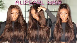 😍 PERFECT EFFORTLESS CHOCOLATE BROWN LONG LAYERED WIG INSTALL BROWN GIRL FRIENDLY  ALIPEARL HAIR [upl. by Elison610]