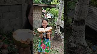 beautiful filipina girl opening coconut part2 philppines fruit food funny coconut nature [upl. by Ibbor]