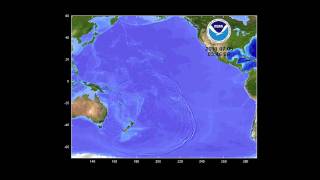 July 6 2011 Kermadec tsunami propagation [upl. by Skolnik]