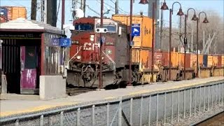 2 CN TRAINS AND 1 CP IN LACHINE MONTREAL [upl. by Ayle]