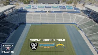 Drone flight over StubHub Center  New sod LA Chargers vs Oakland Raiders [upl. by Wonacott]