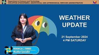 Public Weather Forecast issued at 4PM  September 21 2024  Saturday [upl. by Kral]