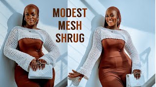 Crochet mesh shrug How to crochet mesh shrug with sleeves for beginners [upl. by Anawit]