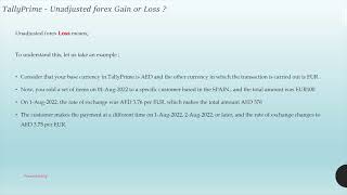 TallyPrime  Unadjusted forex Gain or Loss [upl. by Odilia]