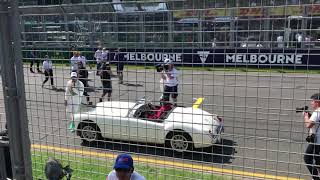 Getting Lewis Hamilton’s attention pre race Melbourne 2019 when jumping into his parade car [upl. by Vigen]