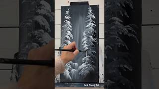 Acrylic Painting WINTER FOREST LANDSCAPE art acryliclandscape paintingtechniques painting snow [upl. by Penhall]