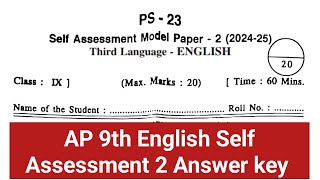 AP 9th English Self Assessment Model paper 2 202425 Key  Class 9th English Self Assessment [upl. by Francene744]