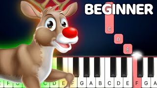 Rudolph The RedNosed Reindeer  Burl Ives  BEGINNER PIANO TUTORIAL [upl. by Atsillak124]