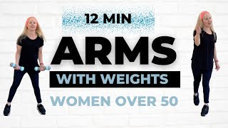 Get Rid of Bat Wings 💪 12 Min Arms Workout with Weights for Women Over 50 [upl. by Annaer762]