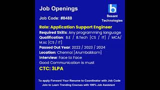 Job openings for any Programming languagesJoin amp Get PlacementsBesant Technologies job shorts [upl. by Cleasta50]