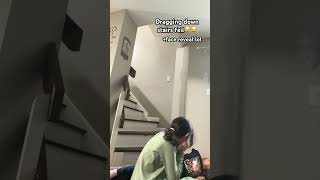 Dragging down stairs fail HELP😭😂 my heiny got hurt face reveal funnyvideos fallingdownstair [upl. by Andy853]