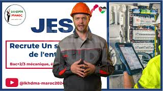 JESA Recrute Un superviseur de lentretien Bac23 mécanique électricité ou équivalent ofppt ocp [upl. by Siramay549]