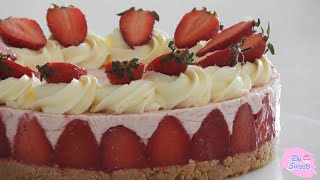 🍓Cheesecake de frutilla SIN HORNO  FÁCIL Y DELICIOSO🍓  Elu Sweets [upl. by Aham]